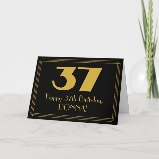 37th Birthday: Art Deco Inspired Look "37" & Name Card (Front)