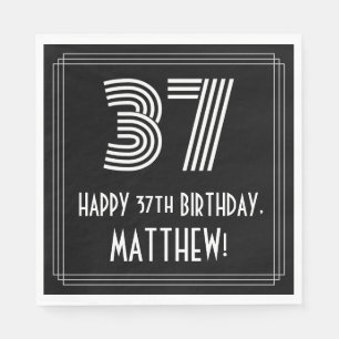 37th Birthday: Art Deco Inspired Look "37" + Name Napkin