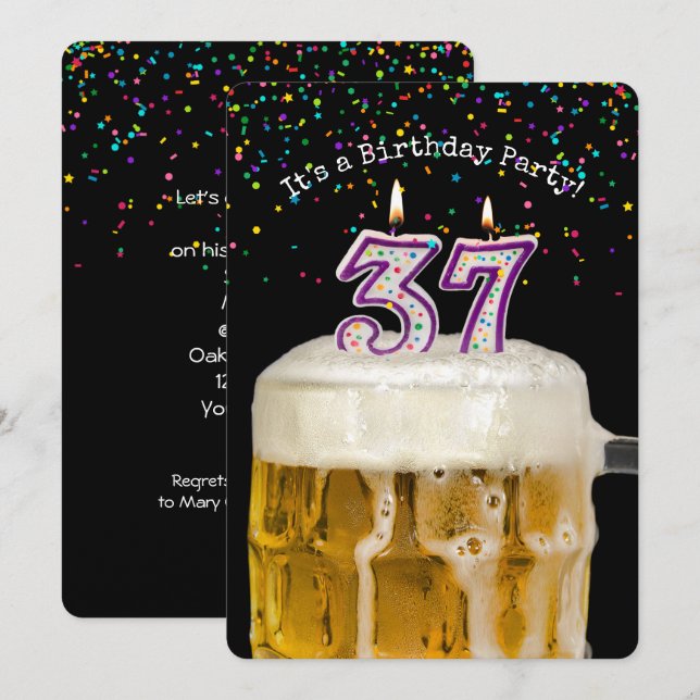 37th Birthday Beer Party Invitation (Front/Back)
