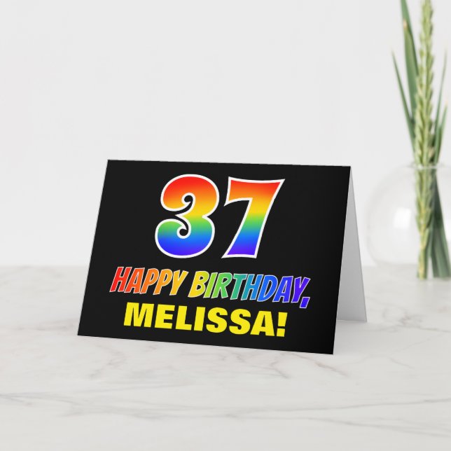 37th Birthday: Bold, Fun, Simple, Rainbow 37 Card (Front)