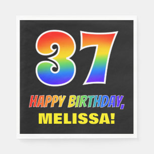 37th Birthday: Bold, Fun, Simple, Rainbow 37 Napkin