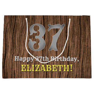 37th Birthday: Country Western Inspired Look, Name Large Gift Bag