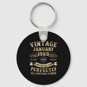 37th Birthday For Men January 1989 37 Year Old Bda Keychain
