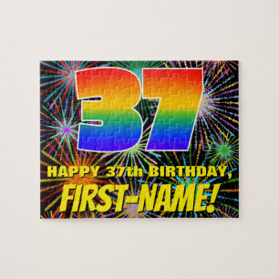 37th Birthday: Fun, Colourful Celebratory Firework Jigsaw Puzzle