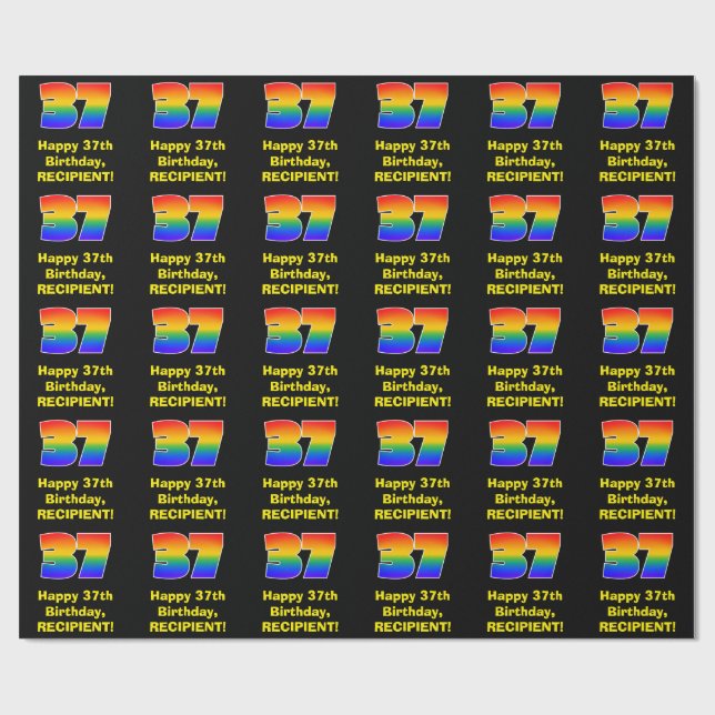 37th Birthday: Fun, Colourful Rainbow Inspired # 3 Wrapping Paper (Flat)