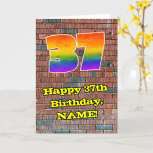 37th Birthday: Fun Graffiti-Inspired Rainbow 37 Card