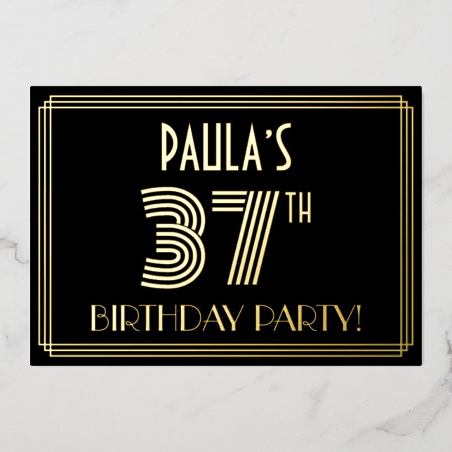37th Birthday Party — Art Deco Style “37” + Name (Front)