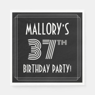 37th Birthday Party: Art Deco Style + Custom Name Napkin