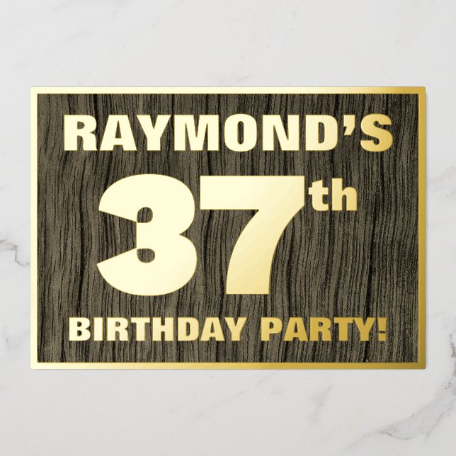 37th Birthday Party: Bold, Faux Wood Grain Pattern (Front)