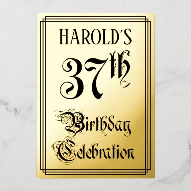37th Birthday Party — Elegant Script + Custom Name (Front)