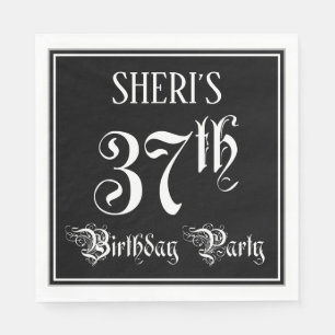 37th Birthday Party — Fancy Script + Custom Name Napkin