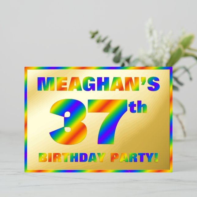 37th Birthday Party — Fun, Rainbow Spectrum “37” (Standing Front)