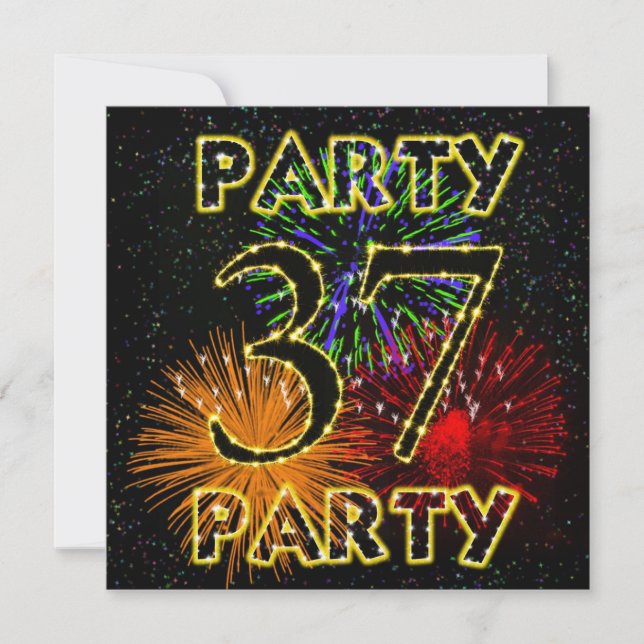 37th birthday party invitation with fireworks (Front)