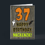 37th Birthday: Spooky Halloween Theme, Custom Name Card<br><div class="desc">The front of this spooky and scary Halloween birthday themed greeting card design features a large number "37". It also features the message "HAPPY BIRTHDAY, ", plus a custom name. There are also depictions of a ghost and a bat on the front. The inside features an editable birthday greeting message,...</div>