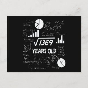 37th Birthday Square Root Math 37 Years Old Bday Postcard