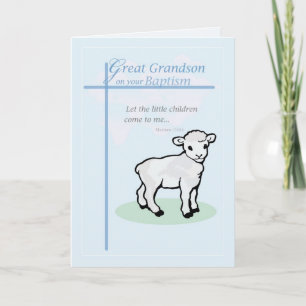 3875  Great Grandson Baptism Boy Lamb Card