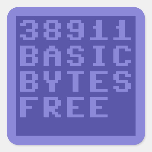 38911 BASIC BYTES FREE (Commodore 64) Square Sticker (Front)