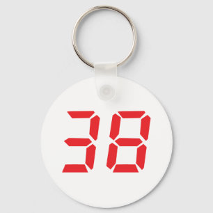 38 thirty-eight red alarm clock digital number keychain
