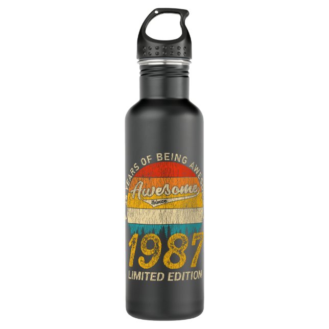 38 Year Old 1987 Retro Awesome 38th Birthday Gift 710 Ml Water Bottle (Front)
