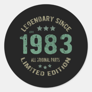 38 Year Old Bday 1983 Legend Since 38th Birthday Classic Round Sticker