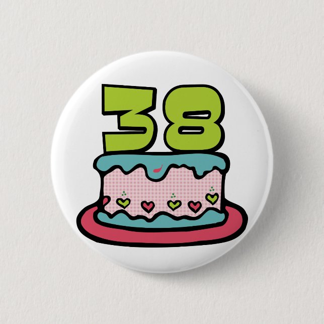 38 Year Old Birthday Cake 2 Inch Round Button (Front)