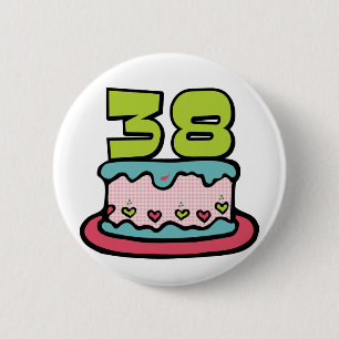 38 Year Old Birthday Cake 2 Inch Round Button