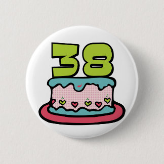 38 Year Old Birthday Cake 2 Inch Round Button