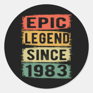 38 Years Old Bday 1983 Epic Legend 38th Birthday Classic Round Sticker
