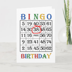 38e anniversaire Carte de Bingo