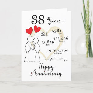 38e anniversaire du Mariage Carte avec ballons car