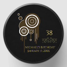 38e Anniversaire Noir Faux Or Vintage Orné Blason