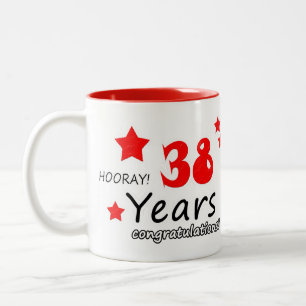 38th anniversary, 38 Years Wedding Anniversaries Two-Tone Coffee Mug