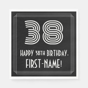 38th Birthday: Art Deco Inspired Look "38" + Name Napkin