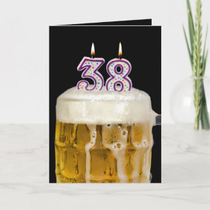 38th Birthday Beer on black Card
