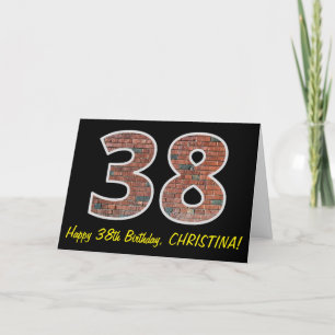 38th Birthday - Brick Wall Pattern "38" w/ Name Card