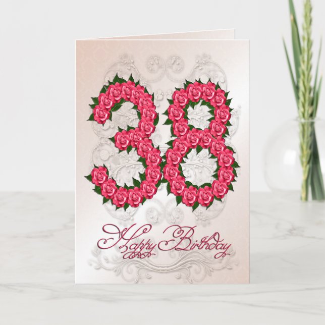 38th birthday card with roses and leaves (Front)