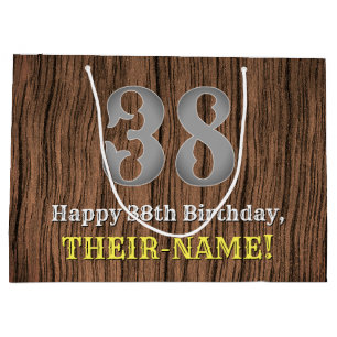 38th Birthday: Country Western Inspired Look, Name Large Gift Bag