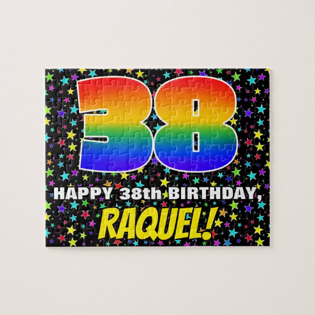 38th Birthday — Fun, Colorful Star Field Pattern Jigsaw Puzzle (Horizontal)
