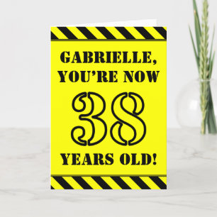 38th Birthday: Fun Stencil Style Text, Custom Name Card