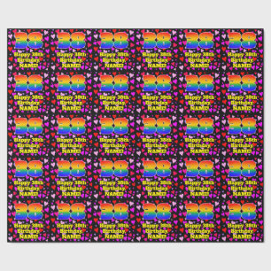 38th Birthday: Loving Hearts Pattern, Rainbow # 38 Wrapping Paper