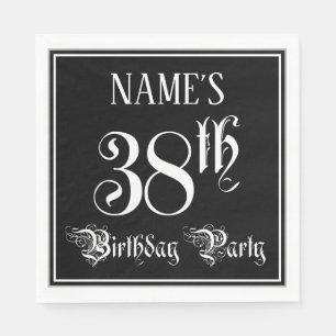 38th Birthday Party — Fancy Script + Custom Name Napkin