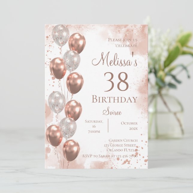 38th Birthday Party invitation (Standing Front)