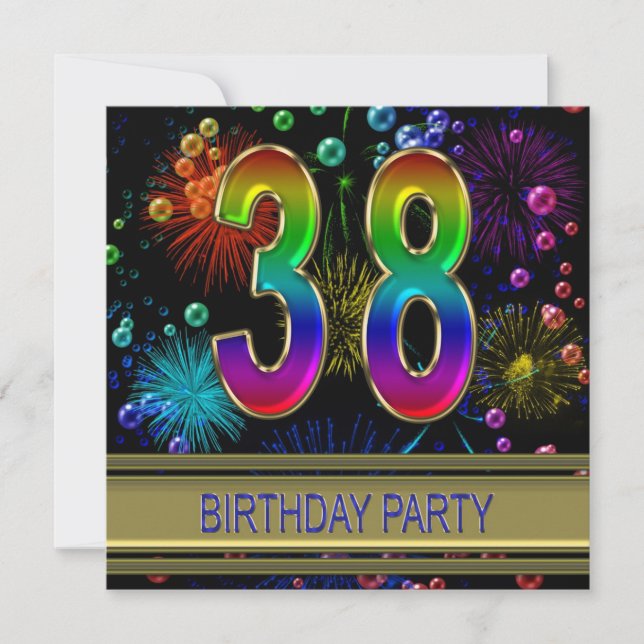 38th Birthday party Invitation with bubbles (Front)