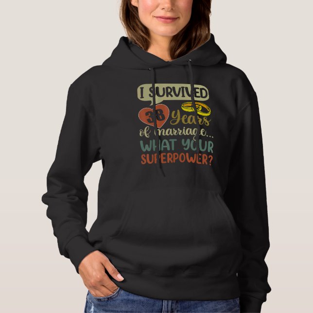38th Marriage Anniversary Couples  I Survived 38 Y Hoodie (Front)