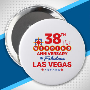 38th Wedding Anniversary Couples Las Vegas Trip 4 Inch Round Button