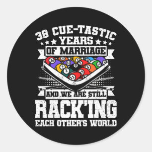 38th Wedding Anniversary Pool Billiards 38 Years M Classic Round Sticker
