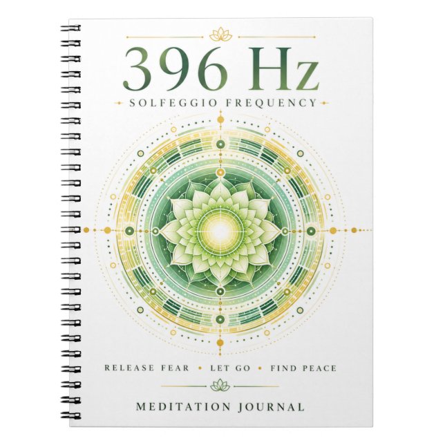 396 Hz Solfeggio Frequency Notebook – Release Fear (Front)