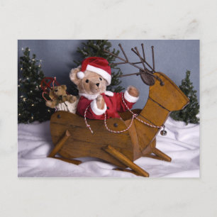 3975 Teddy Bear Santa Christmas Holiday Postcard