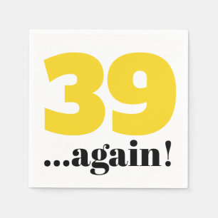 39 again sunshine yellow birthday celebration  napkin