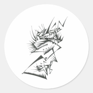 39 Black White Abstract Tribal Tattoo Art Classic Round Sticker